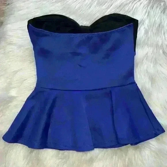 Body Central Y2K Strapless Bow Peplum Top Small - Picture 4 of 6